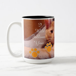 Taza Bicolor Foto de gato con huella de humor