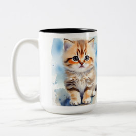 Taza Bicolor Foto de gato lindo
