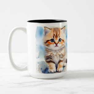 Taza Bicolor Foto de gato lindo