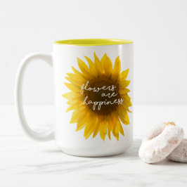 Taza Bicolor Foto de girasol real Campo Flores son felicidad
