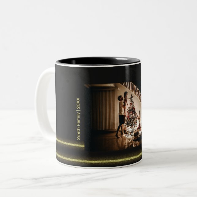 Taza Bicolor Foto de la familia de navidades (Anverso izquierdo)