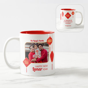 Taza Bicolor Foto de linterna de Año Nuevo vietnamita Tết