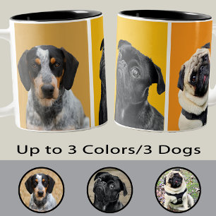 Taza Bicolor Foto de mascota personalizada con 3 colores/3 perr