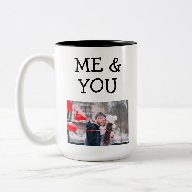 Taza Bicolor Foto de pareja de amigos de Cute (Izquierda)