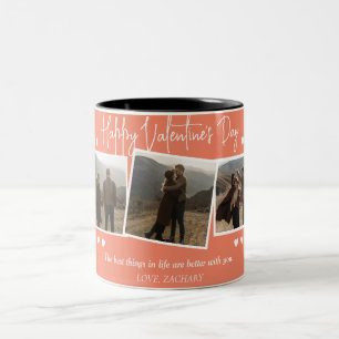 Taza Bicolor Foto de pareja simple el día de San Valentín de am