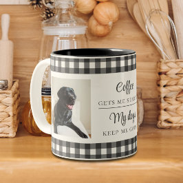 Taza Bicolor Foto de Perro Blanco Negro