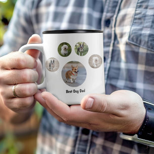 Taza Bicolor Foto de perro personalizada con huella de pata