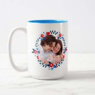 Taza Bicolor Foto de Personalizado floral floral moderna de bon