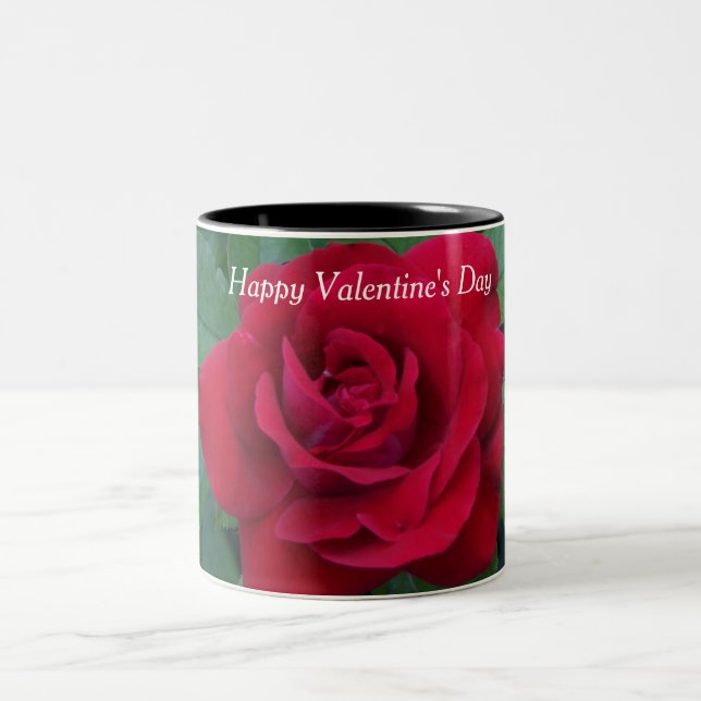 Taza Bicolor Foto de Rosa Roja (Centro)