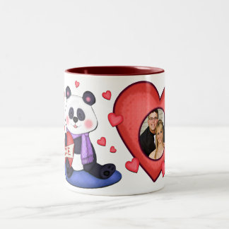 Taza Bicolor Foto del amor de la panda de la tarjeta del día de