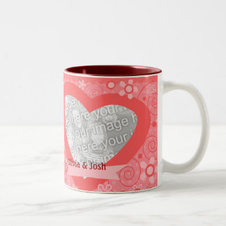Taza Bicolor Foto del corazón de la tarjeta del día de San