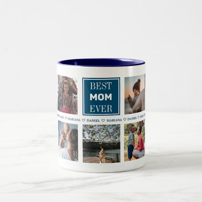 Taza Bicolor Foto del Día de la Madre personalizado (Centro)