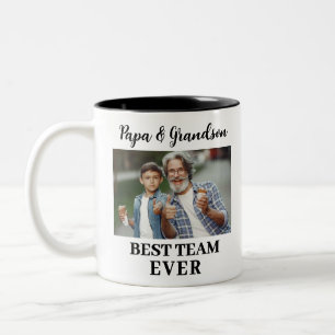 Taza Bicolor Foto del mejor equipo de la historia de papá y nie