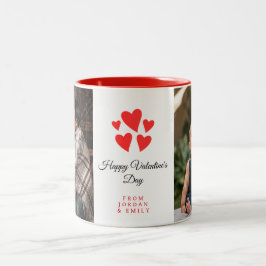 Taza Bicolor Foto elegante corazón feliz día de San Valentín