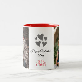 Taza Bicolor Foto elegante corazón feliz día de San Valentín