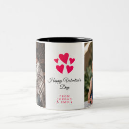 Taza Bicolor Foto elegante corazón feliz día de San Valentín