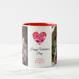 Taza Bicolor Foto elegante de corazón feliz día de San Valentín