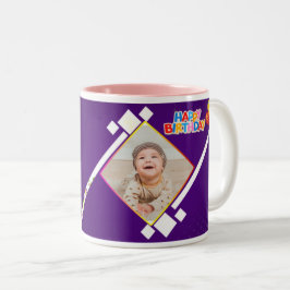 Taza Bicolor Foto feliz cumpleaños de niños pequeños