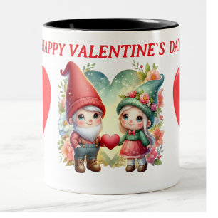 Taza Bicolor foto feliz del gnomo de San Valentín