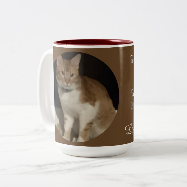 Taza Bicolor Foto Gato Pelirrojo Texto  (Anverso izquierdo)