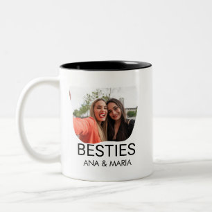 Taza Bicolor Foto Minimalista Moderna Chic de Mejores Amigas BF