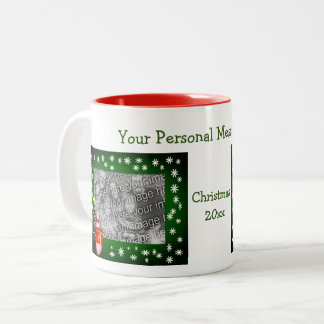 Taza Bicolor Foto navideña de Snowman Cute Navidades