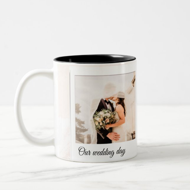 Taza Bicolor Foto personalizada de Boda (Izquierda)