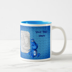 Taza Bicolor Foto personalizada de Dragón azul lindo