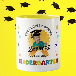 Taza Bicolor Foto personalizada de insignia de graduación de ja