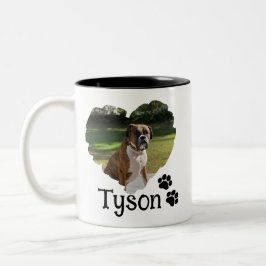 Taza Bicolor Foto personalizada de Mascota de Corazón y Paws