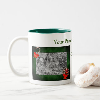 Taza Bicolor Foto personalizada de Navidades de Doberman Wreath