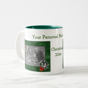 Taza Bicolor Foto personalizada de Navidades de Greyhound Wreat