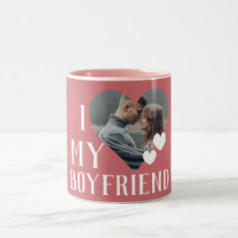 Taza Bicolor Foto personalizada de Valentines Couple Heart Pers