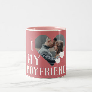 Taza Bicolor Foto personalizada de Valentines Couple Heart Pers