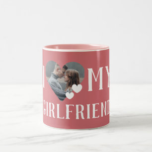Taza Bicolor Foto personalizada de Valentines Couple Heart Pers