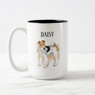Taza Bicolor Foto personalizada del Fox Terrier de alambre