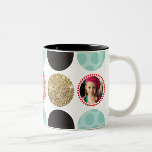 Taza Bicolor FOTO POLKA DOT imagen moderna de niño spot oro neg