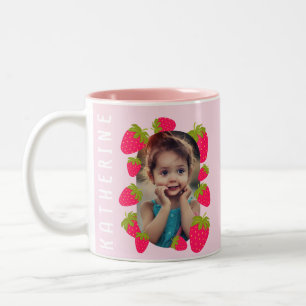 Taza Bicolor Foto rosa de fresa