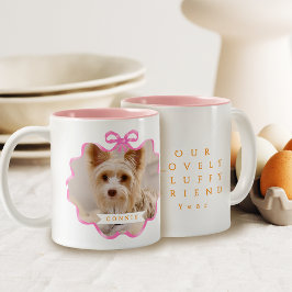 Taza Bicolor Foto rosa de la memoria del Mascota de cinta de op