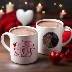 Taza Bicolor Foto y mensaje personalizado de "Be my Valentine"
