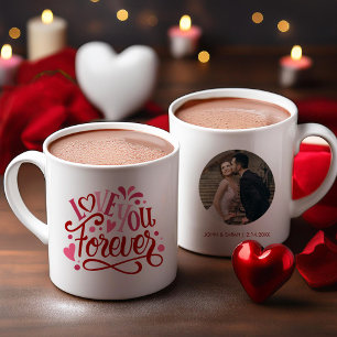 Taza Bicolor Foto y mensaje personalizado "Te amo por siempre"
