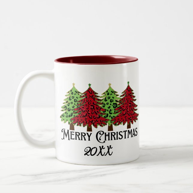 Taza Bicolor Foto y nombre personalizados Feliz Navidad (Izquierda)