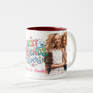 Taza Bicolor Foto y texto personalizados, Mejor amiga para siem
