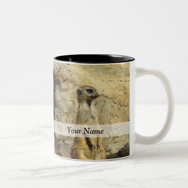 Taza Bicolor Fotografía de Cute Meerkat (Derecha)