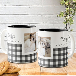 Taza Bicolor Fotografía de perro de color blanco negro