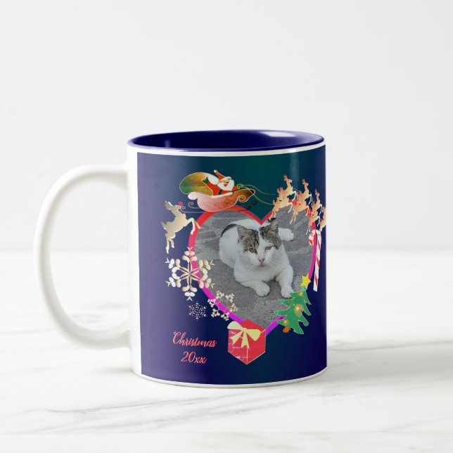 Taza Bicolor Fotografía de renos de Santa María (Izquierda)
