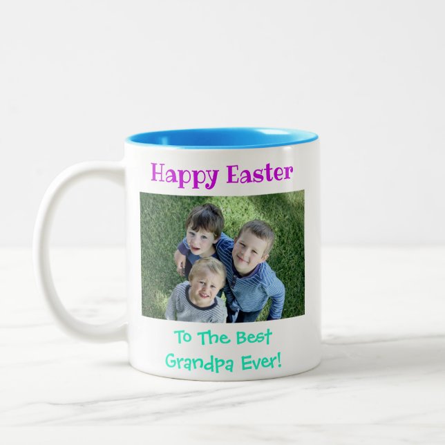 Taza Bicolor Fotografía del Mejor Abuelo de Pascua (Izquierda)