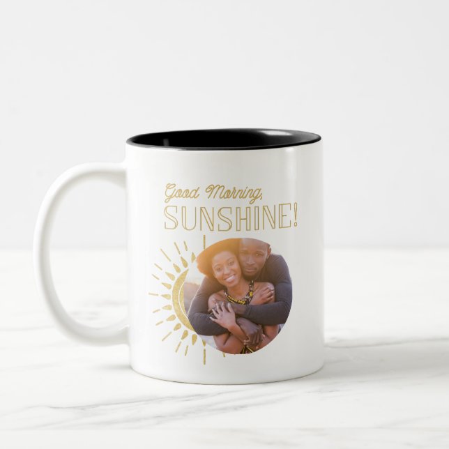 Taza Bicolor Fotografía del sol de Buenos días (Izquierda)