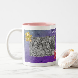 Taza Bicolor Fotografía personalizada de marco de oso de peluch