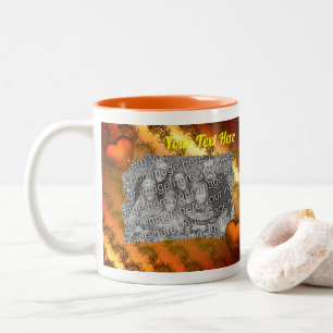 Taza Bicolor Fotografía personalizada del marco del corazón dor